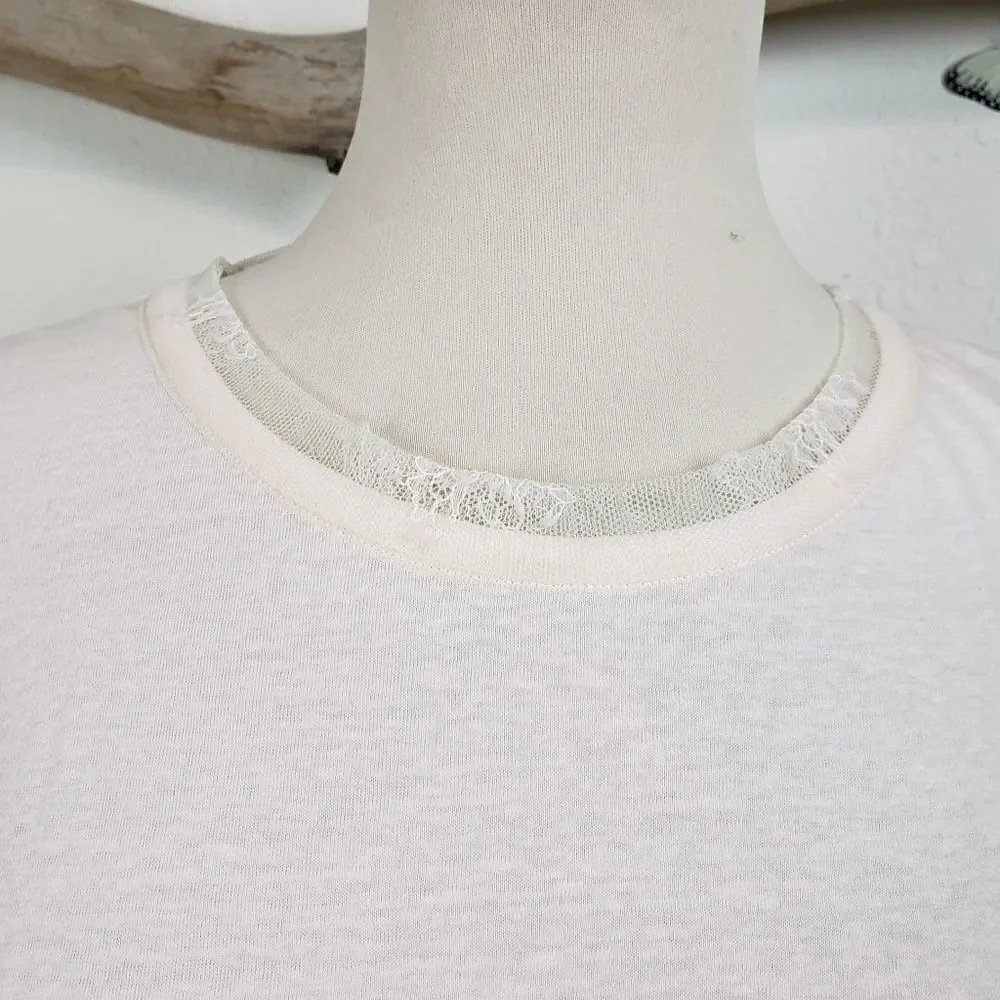 Maje pale pink linen blend and lace top - Picture 5 of 8